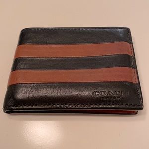 Coach Leather Varsity Stripe Slimline Billfold / Wallet